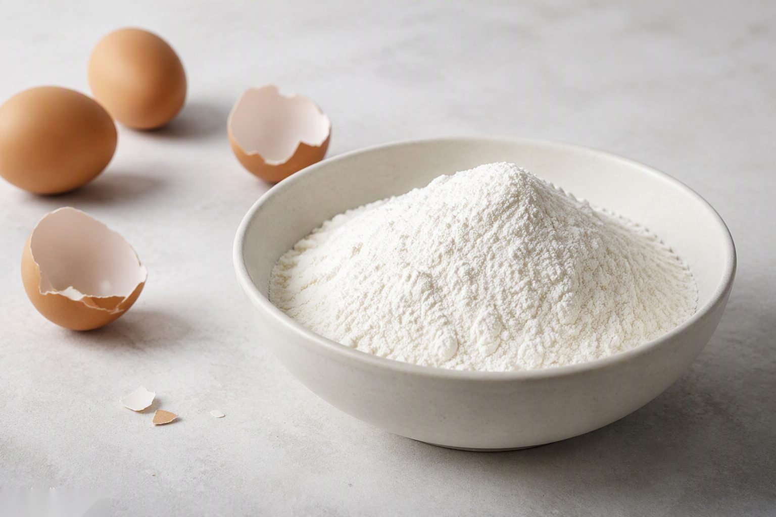 Illustrative image — Egg white powder — high-whip albumen ingredient for confectionery, meringues and nutrition